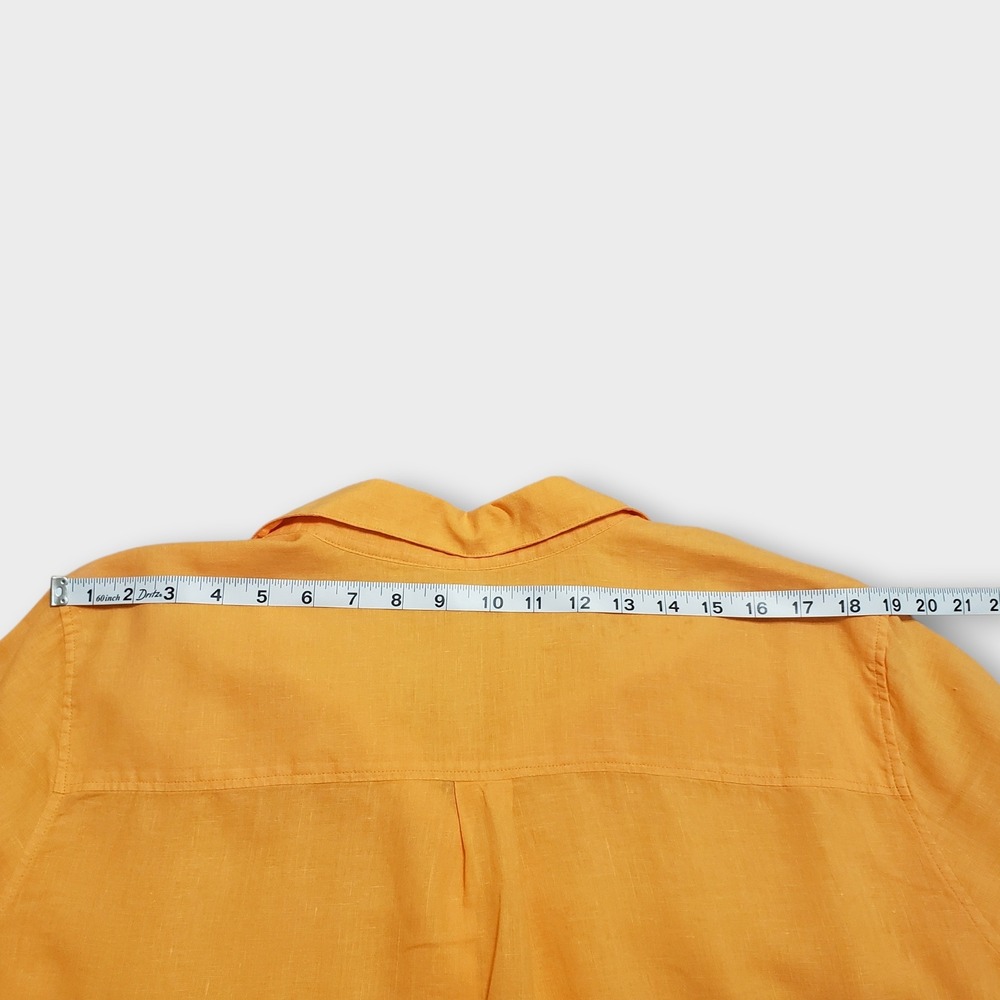 Chico's 100% Linen Button Down Shirt Orange Size 4 US 20 Long Sleeve Top - Picture 9 of 11